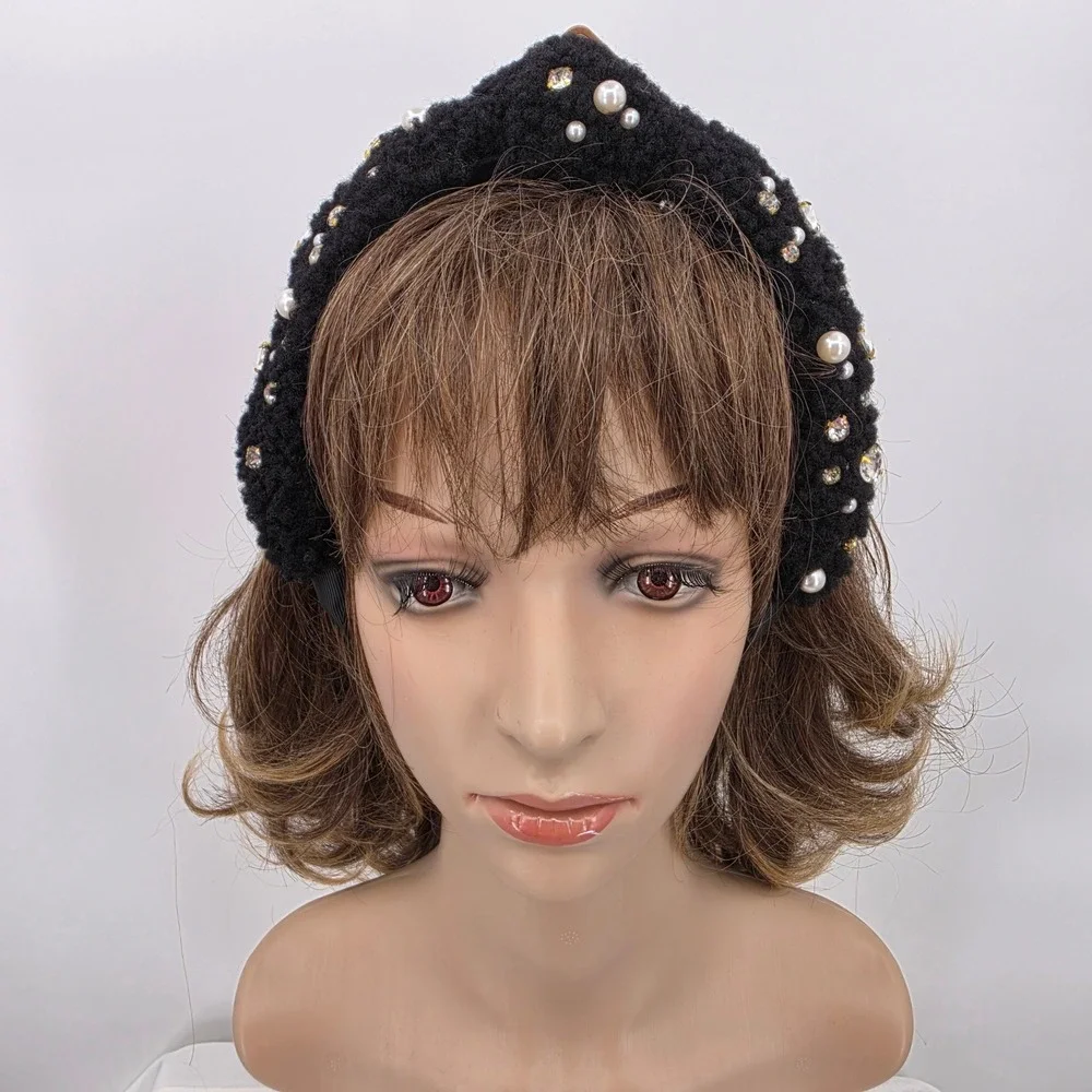 SIMPLY SOUTHERN‎ BlackTeddy Fleece Pearl Rhinestone Embellished Headband NWT